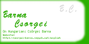 barna csorgei business card